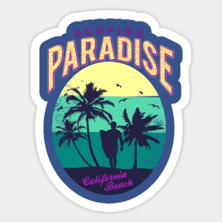 Surfing Paradise California Beach Sticker